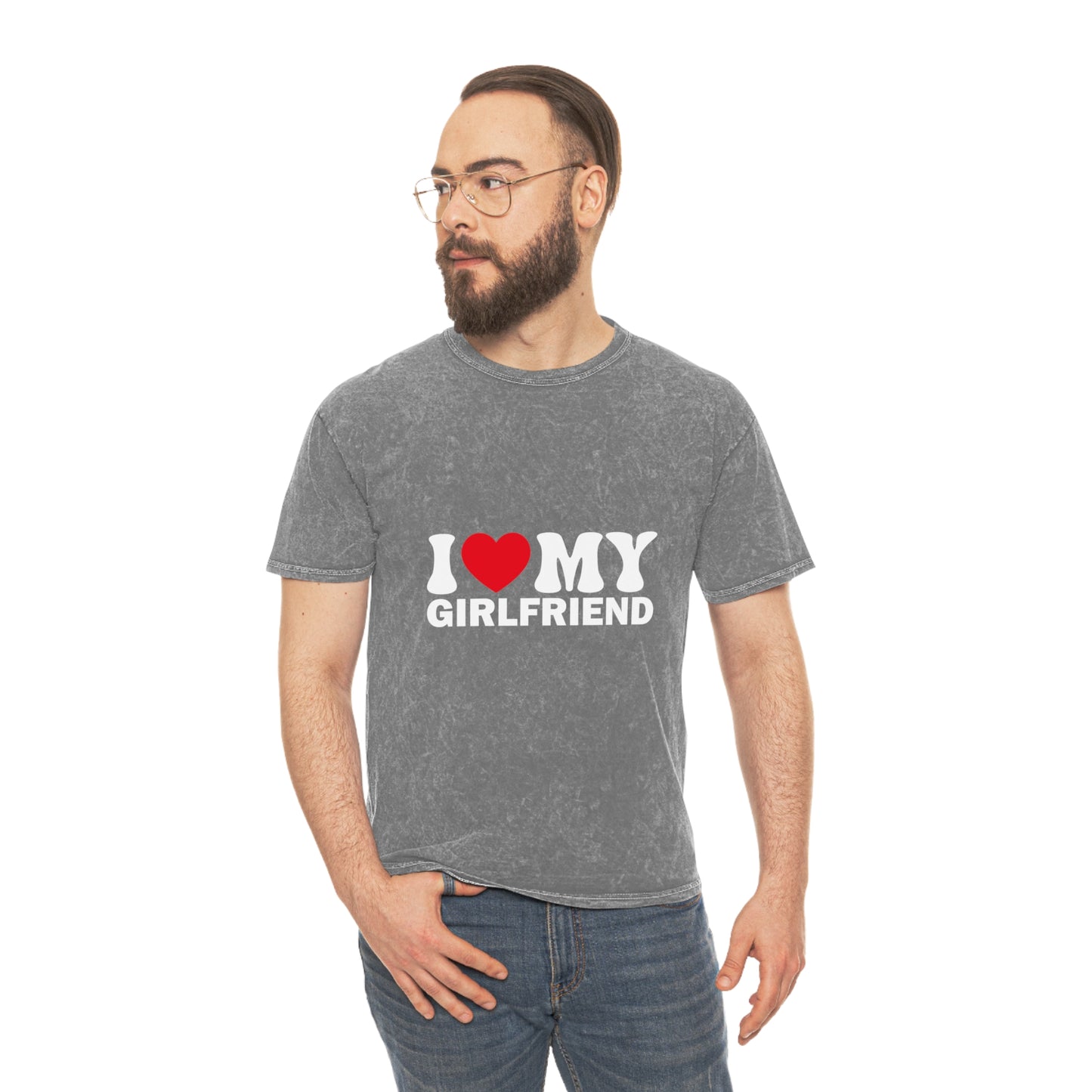 I Love My Boyfriend Unisex Mineral Wash T-Shirt