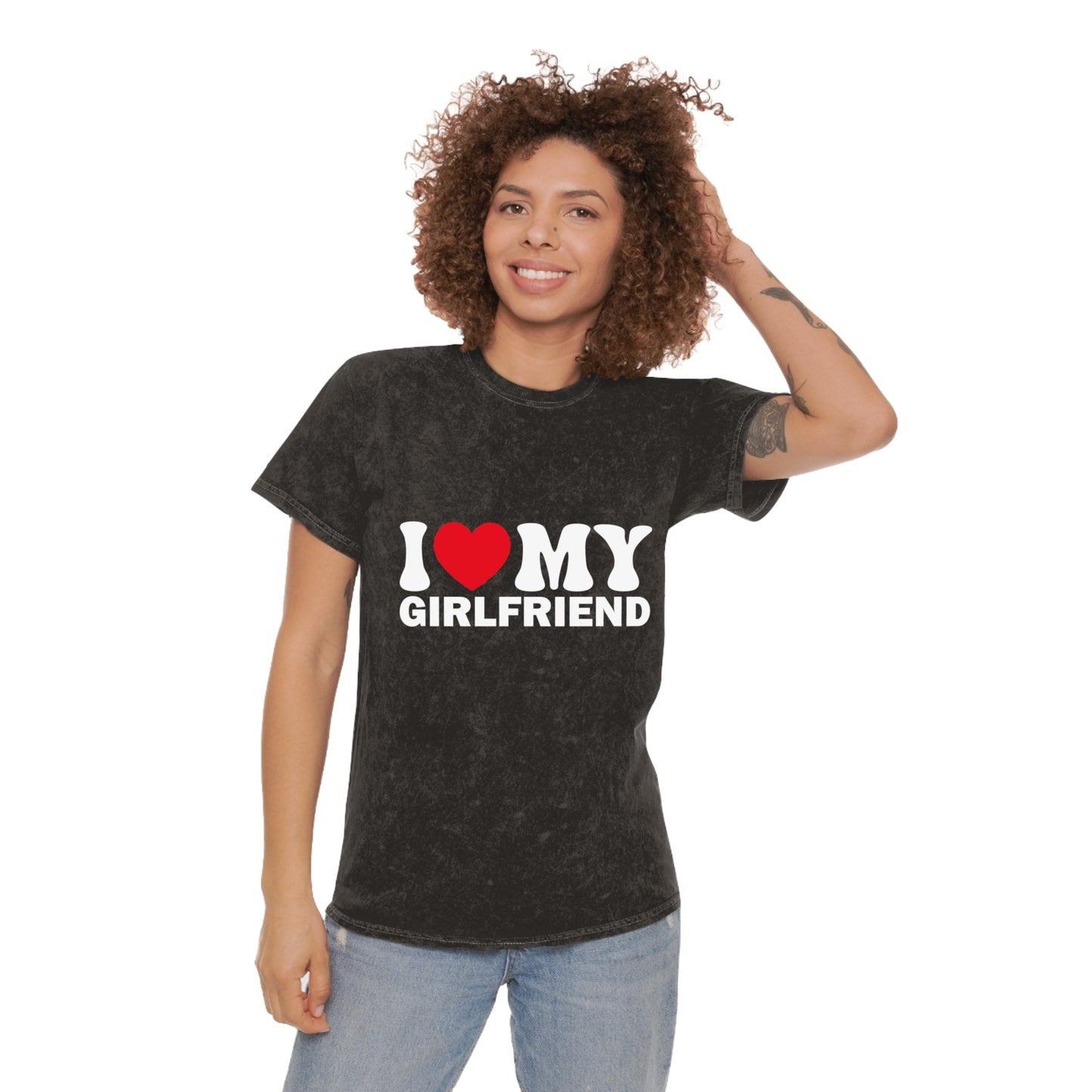 I Love My Girlfriend Unisex Mineral Wash T-Shirt