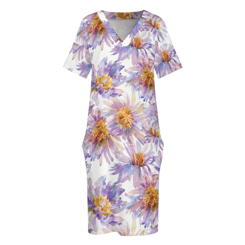 Aster, September, Aster Dress, September Birth Month, Small to Plus Size Dress, Birth Month Dress, Loose pocket dress