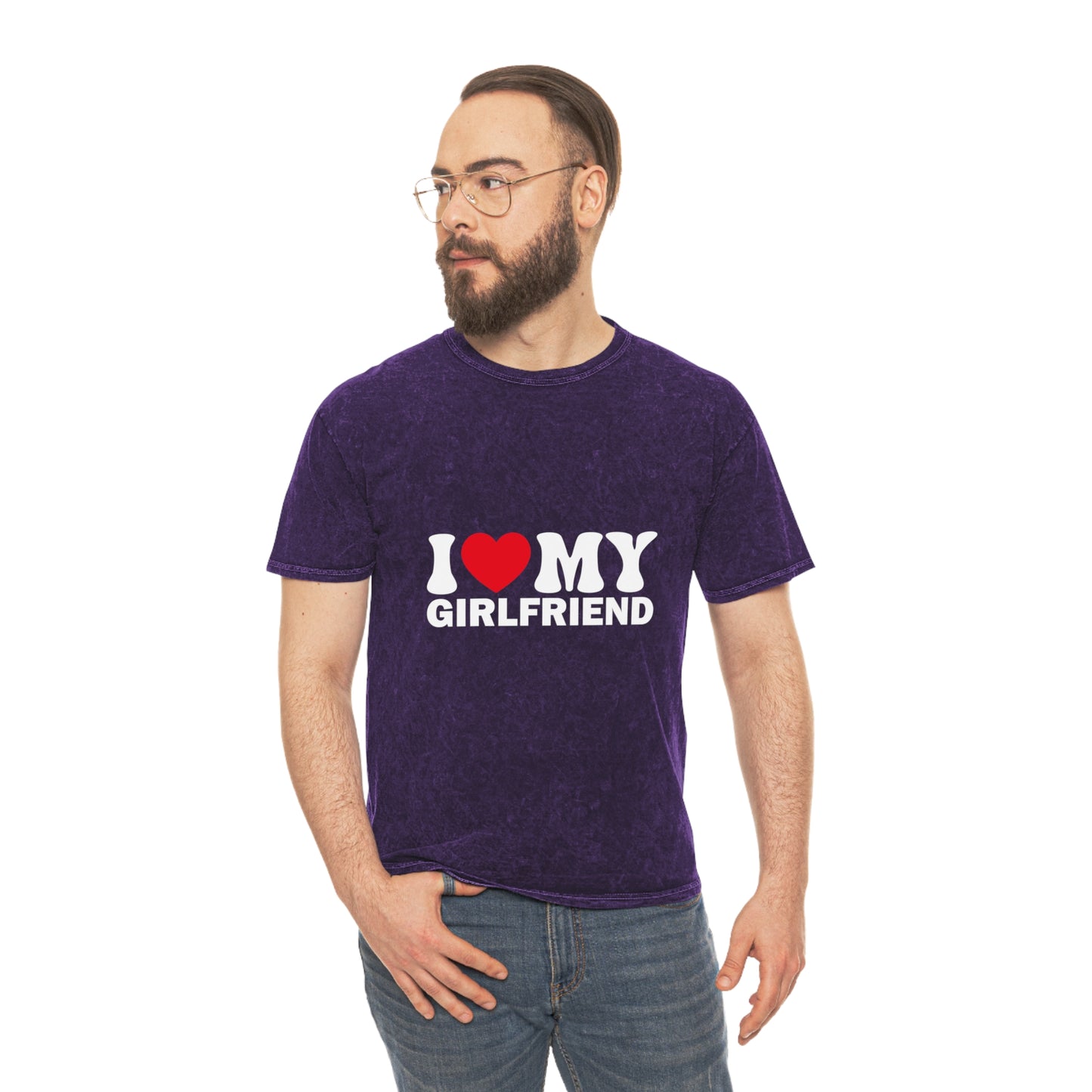 I Love My Boyfriend Unisex Mineral Wash T-Shirt