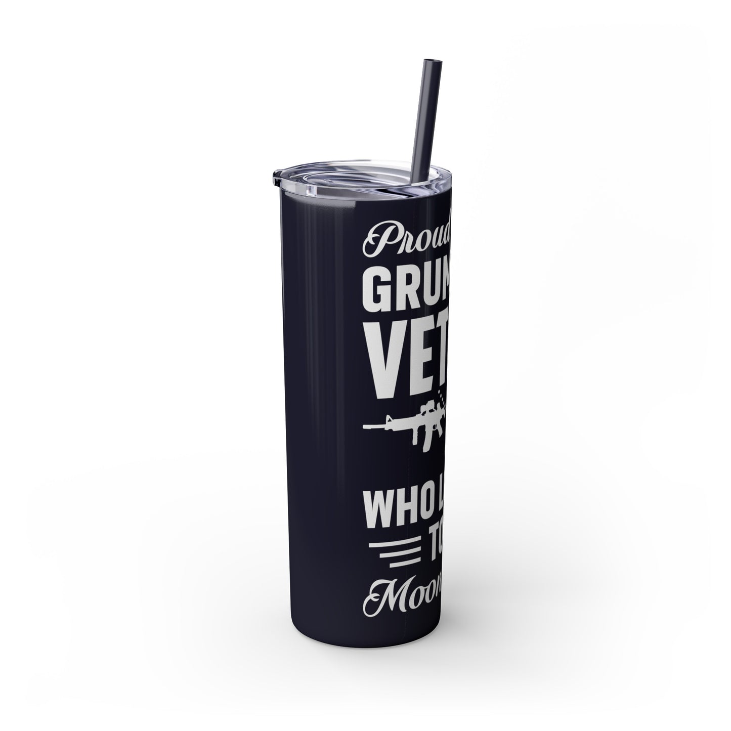 Proud Wife of a Grumpy Old Veteran Skinny Tumbler with Straw, 20oz