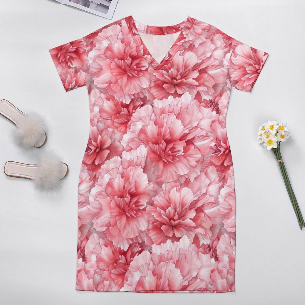 Carnation, January, Carnation Dress, January Birth Month, Small to Plus Size Dress, Birth Month Dress, Loose pocket dress