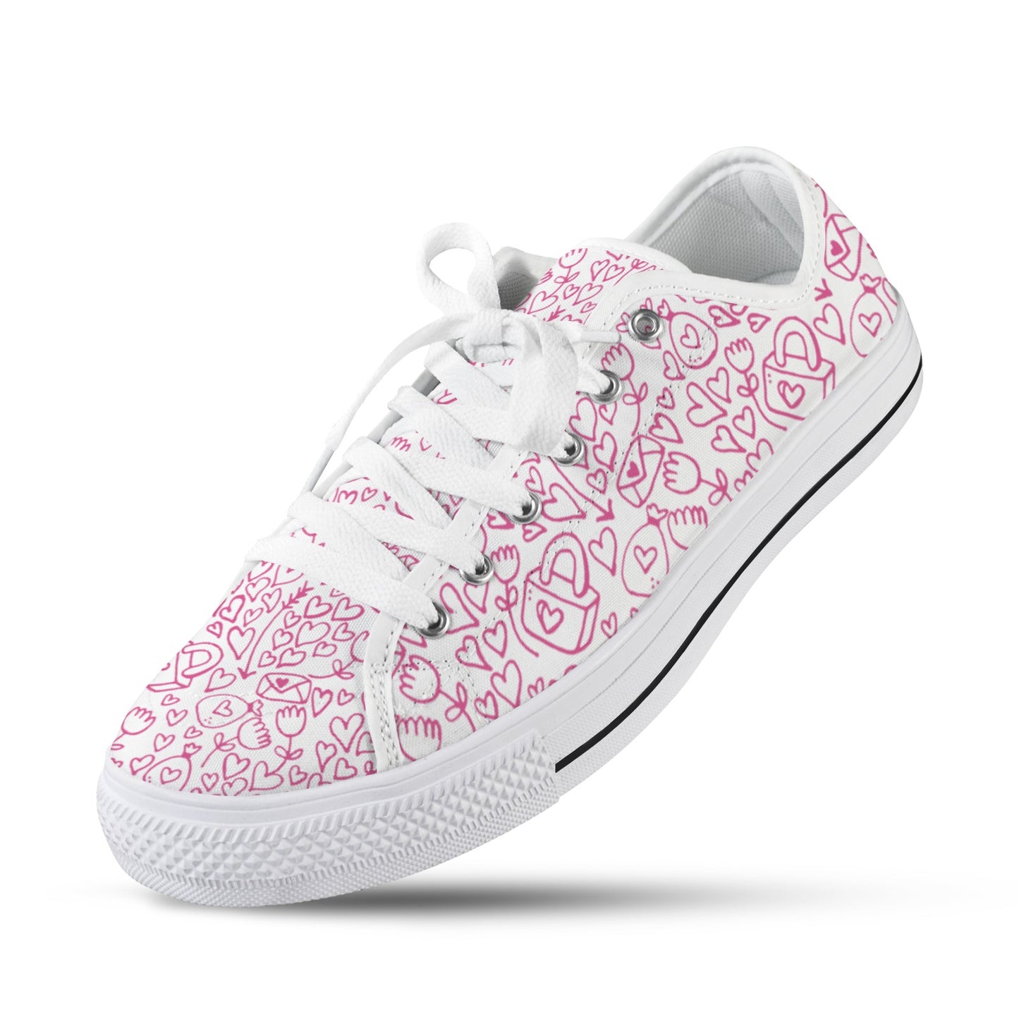 Line Art Hearts & Locks Sneakers