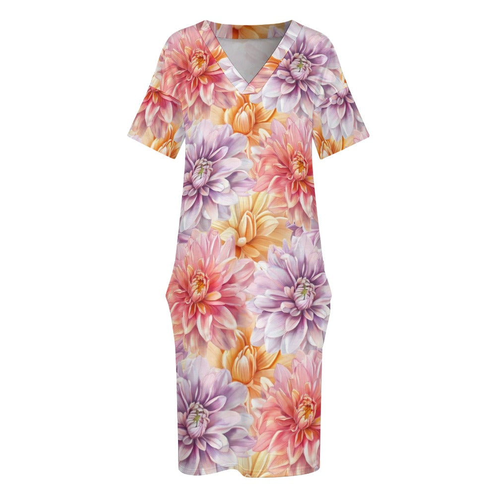 Chrysanthemum, November, Chrysanthemum Dress, November Birth Month, Small to Plus Size Dress, Birth Month Dress, Loose pocket dress