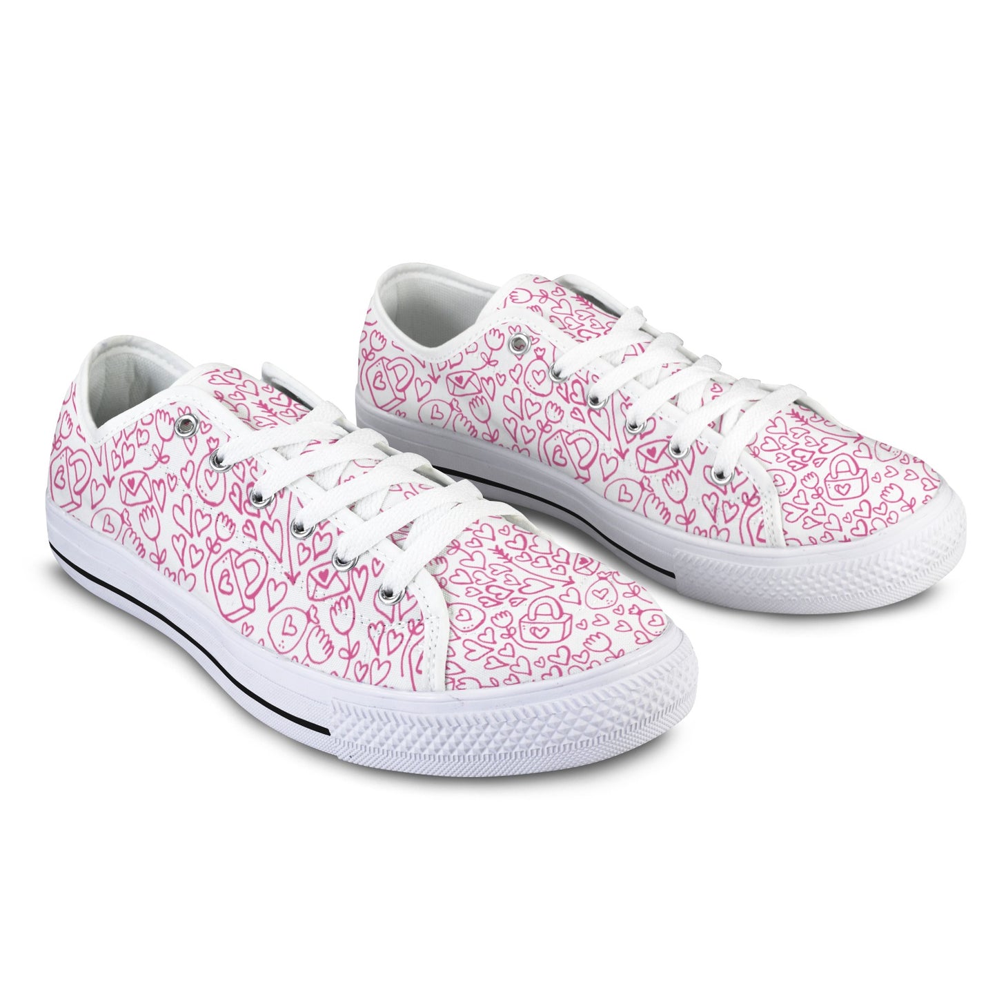Line Art Hearts & Locks Sneakers
