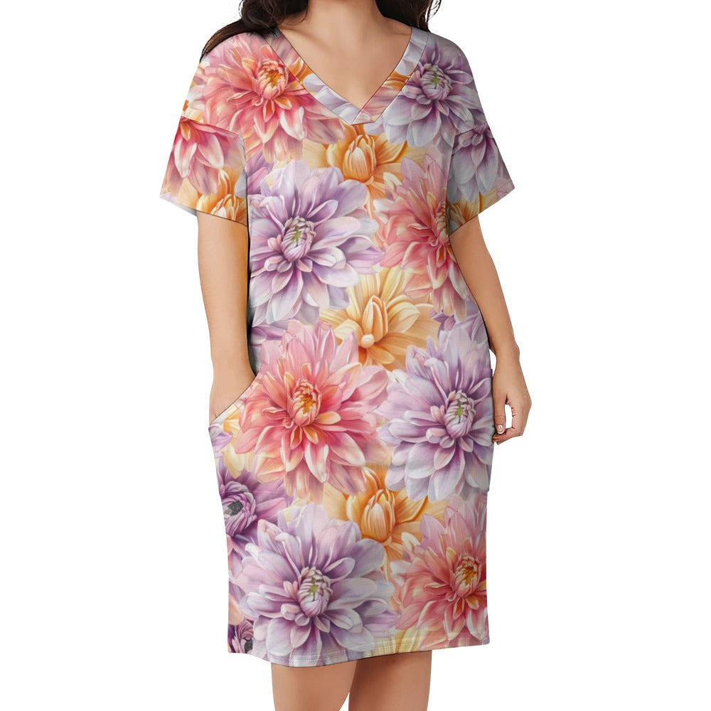 Chrysanthemum, November, Chrysanthemum Dress, November Birth Month, Small to Plus Size Dress, Birth Month Dress, Loose pocket dress