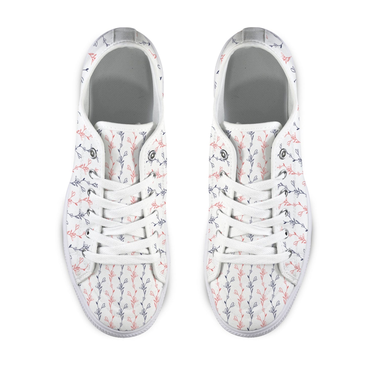 Red & Navy Line Art Flower Design Sneakers