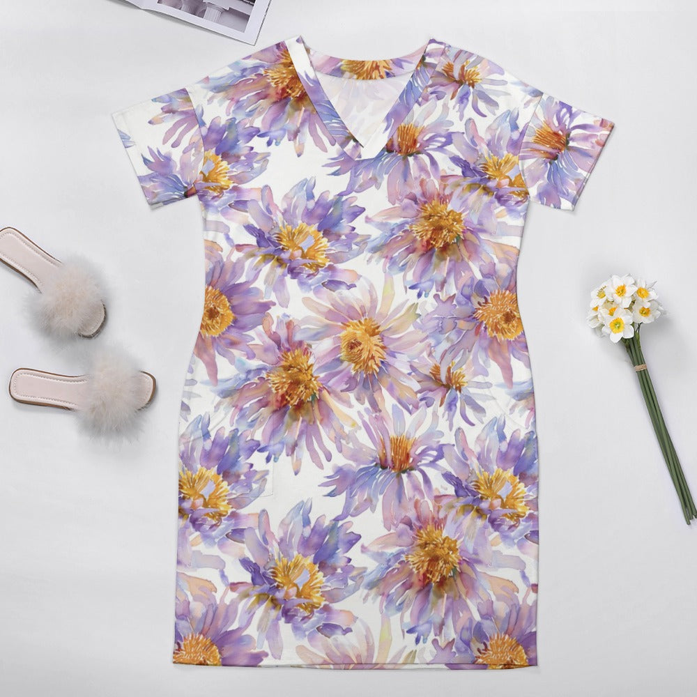 Aster, September, Aster Dress, September Birth Month, Small to Plus Size Dress, Birth Month Dress, Loose pocket dress