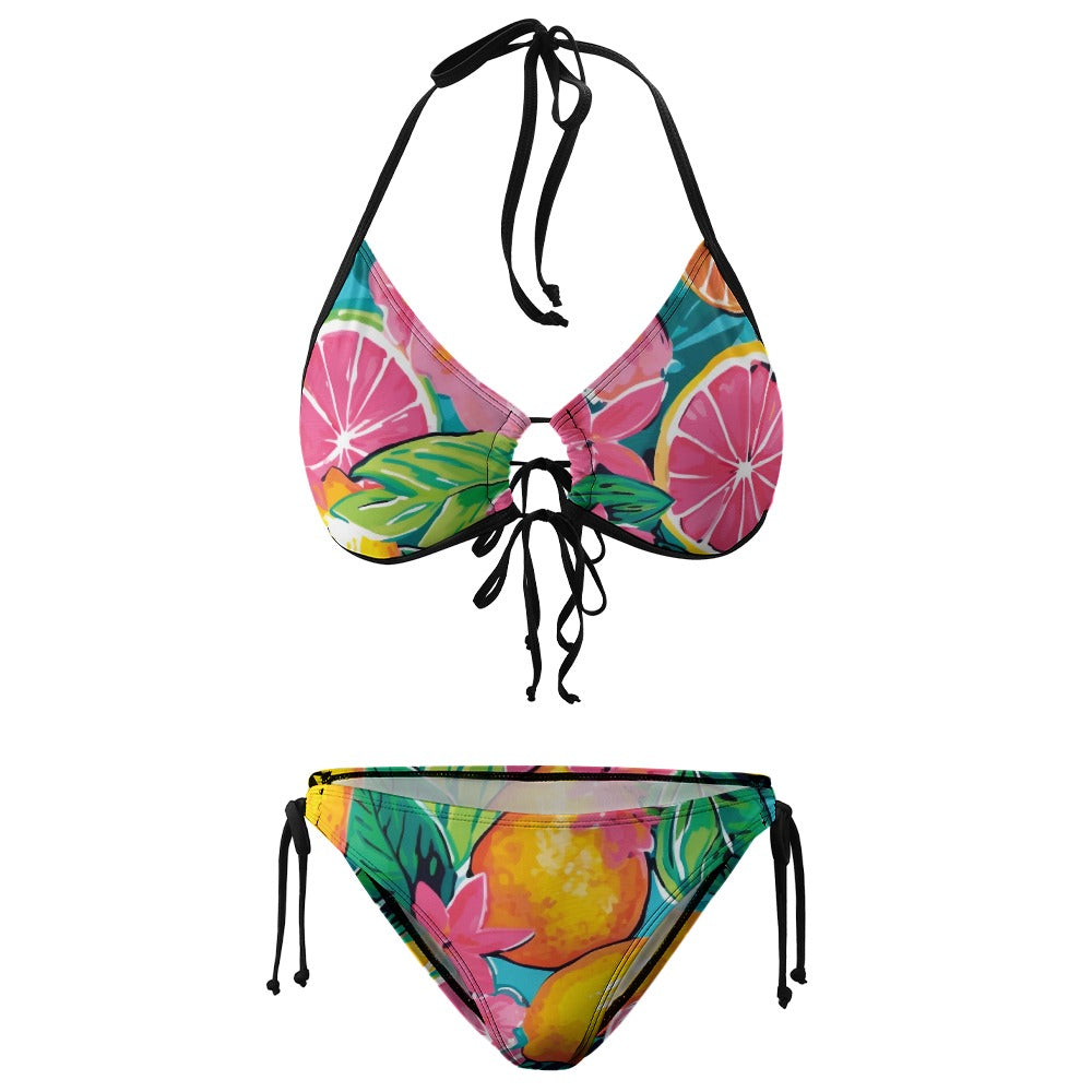 Tropical Fruit Swimsuit, 2 Piece Plus Size Swimsuit, Large Size Bikini Swimsuit, Plus Size Swimwear, Plus Size Swimmers
