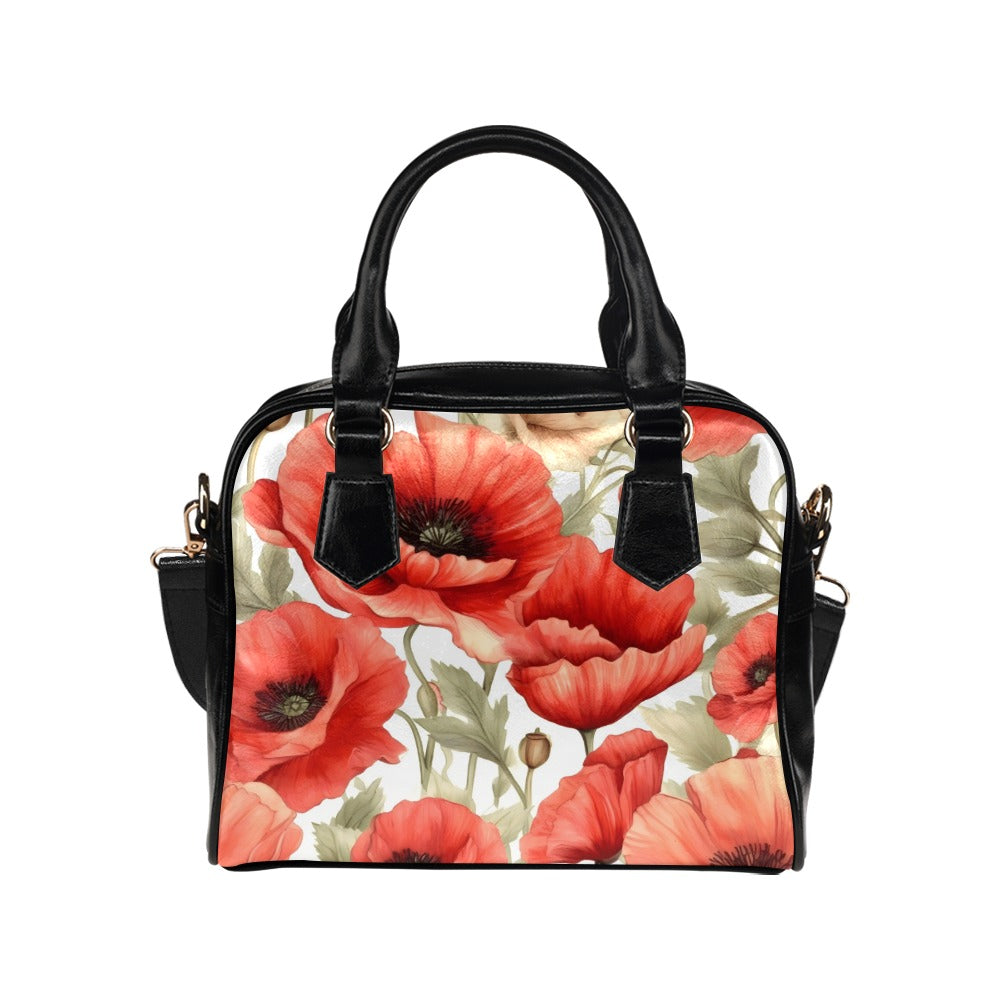 Poppy Print Bag, Poppy Birth Month Handbag, Birth Month Bag, August Birth Month Bag, Shoulder Handbag