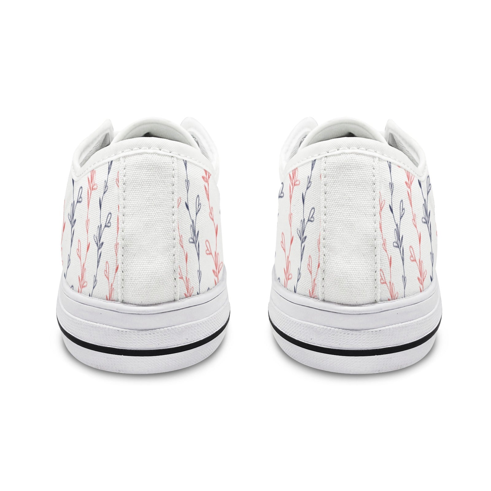 Red & Navy Line Art Flower Design Sneakers