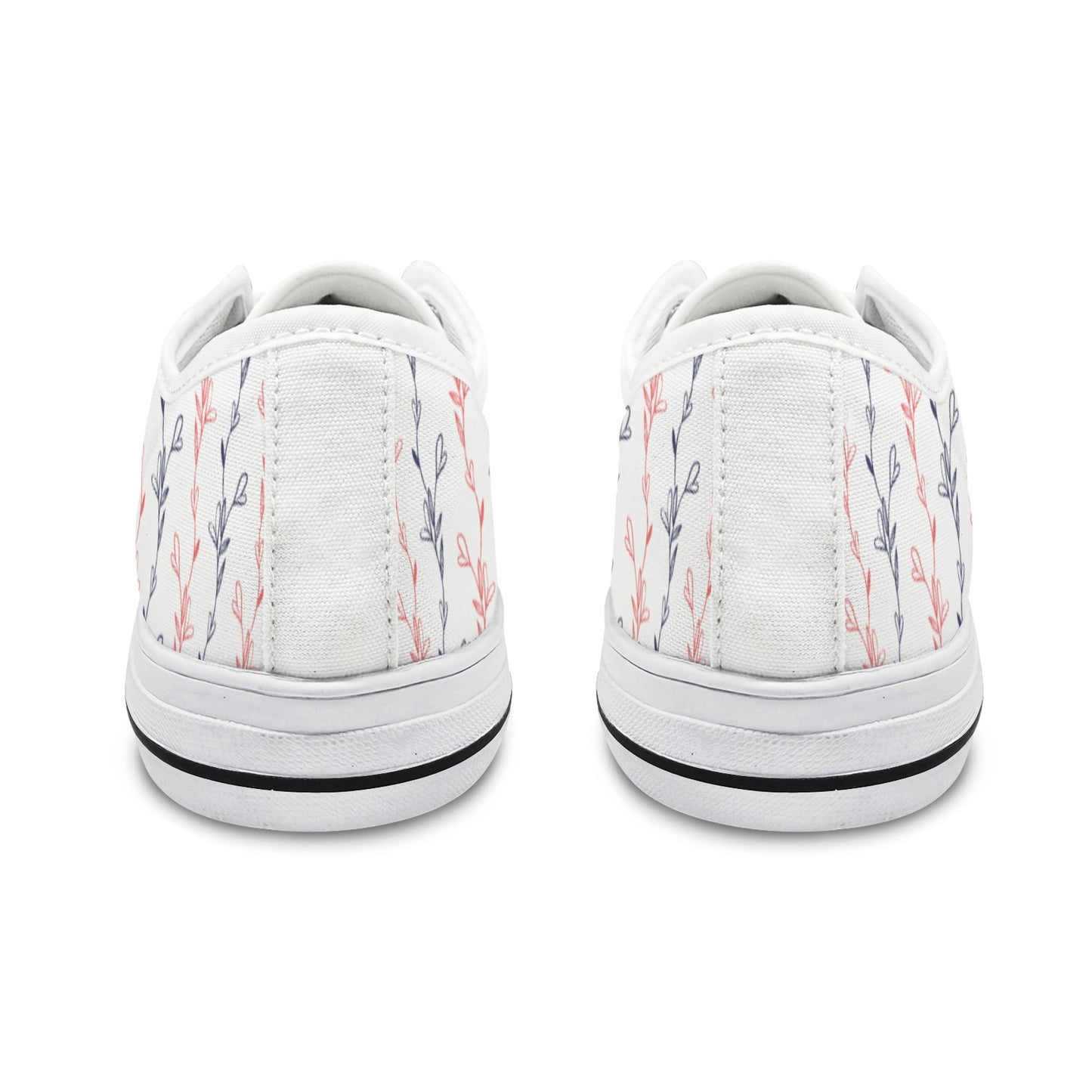 Red & Navy Line Art Flower Design Sneakers