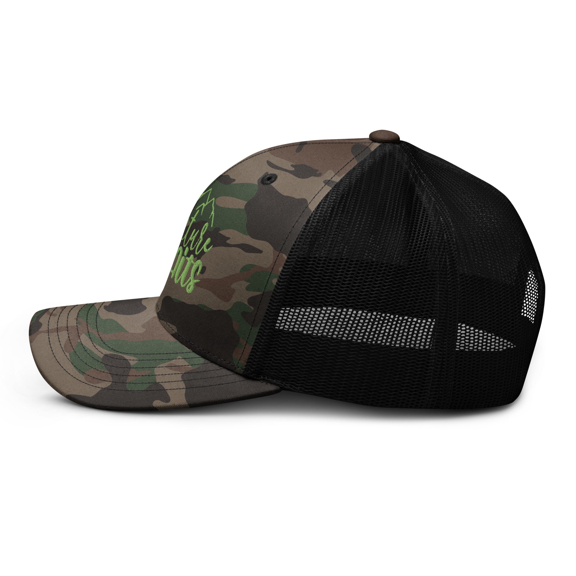 Adventure Awaits Camo Hat, Camouflage Adventure hat, Camo Cap, Camouflage, trucker cap, trucker hat