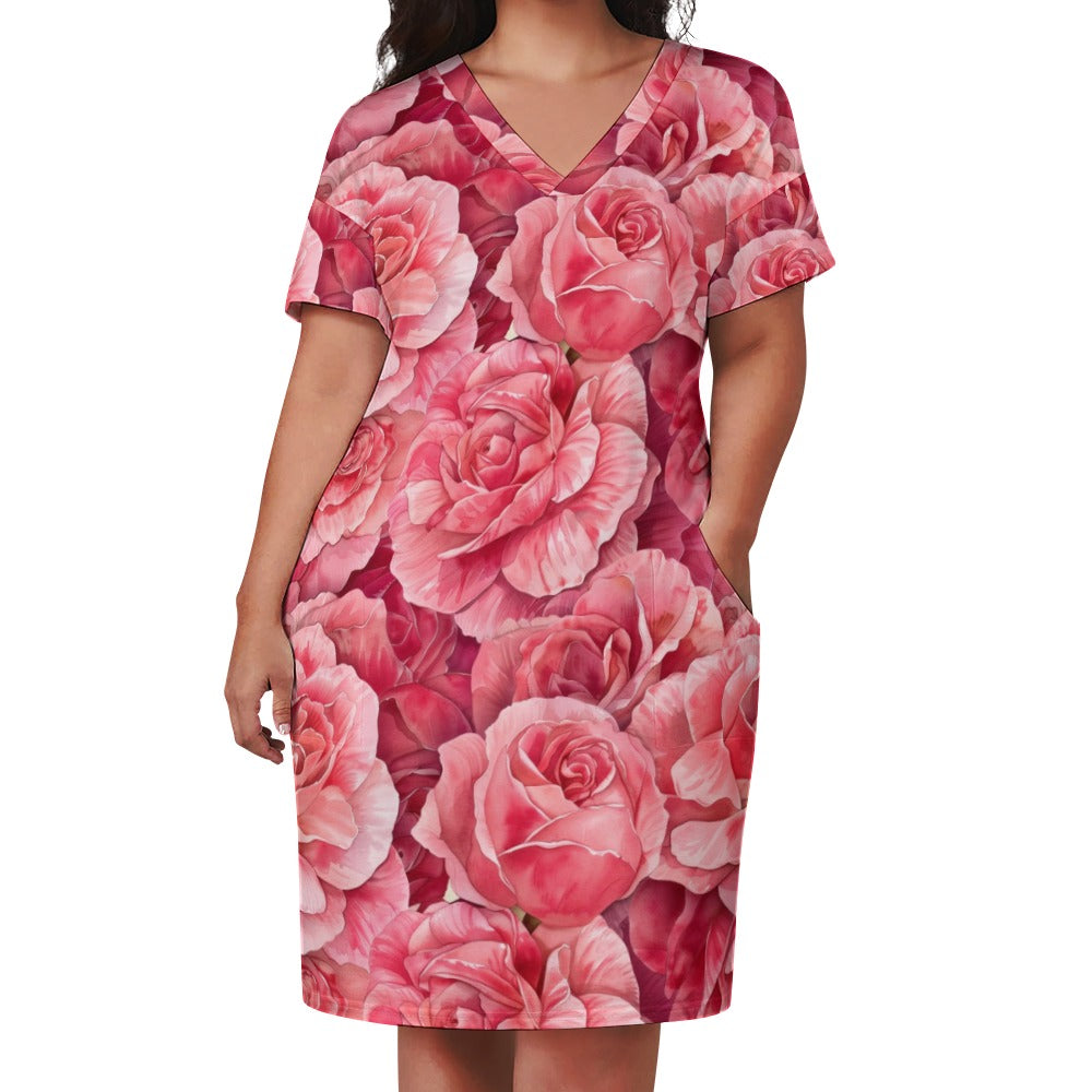 Rose, June, Rose Dress, June Birth Month, Small to Plus Size Dress, Birth Month Dress, Loose pocket dress