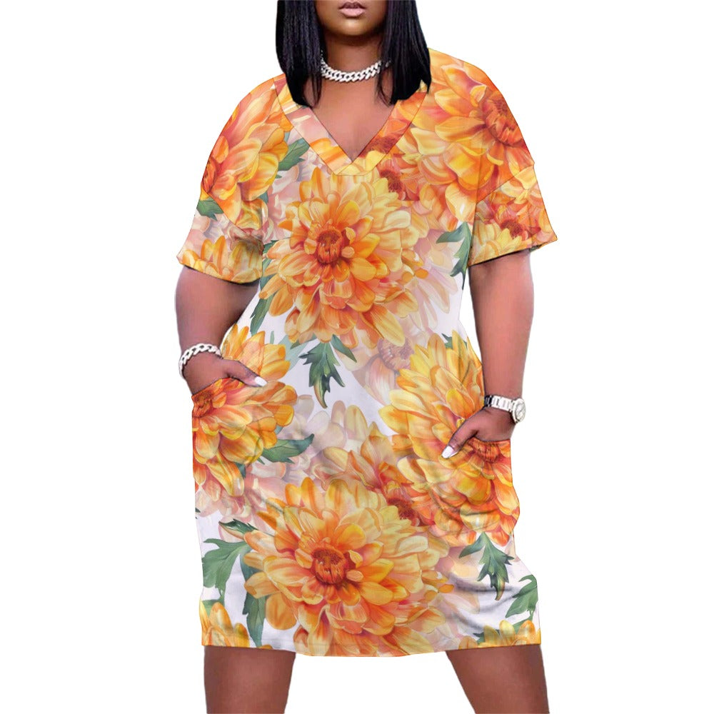Marigold, October, Marigold Dress, October Birth Month, Small to Plus Size Dress, Birth Month Dress, Loose pocket dress