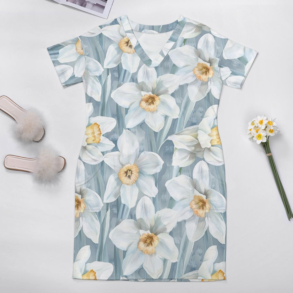 Narcissus, December, Narcissus Dress, December Birth Month, Small to Plus Size Dress, Birth Month Dress, Loose pocket dress