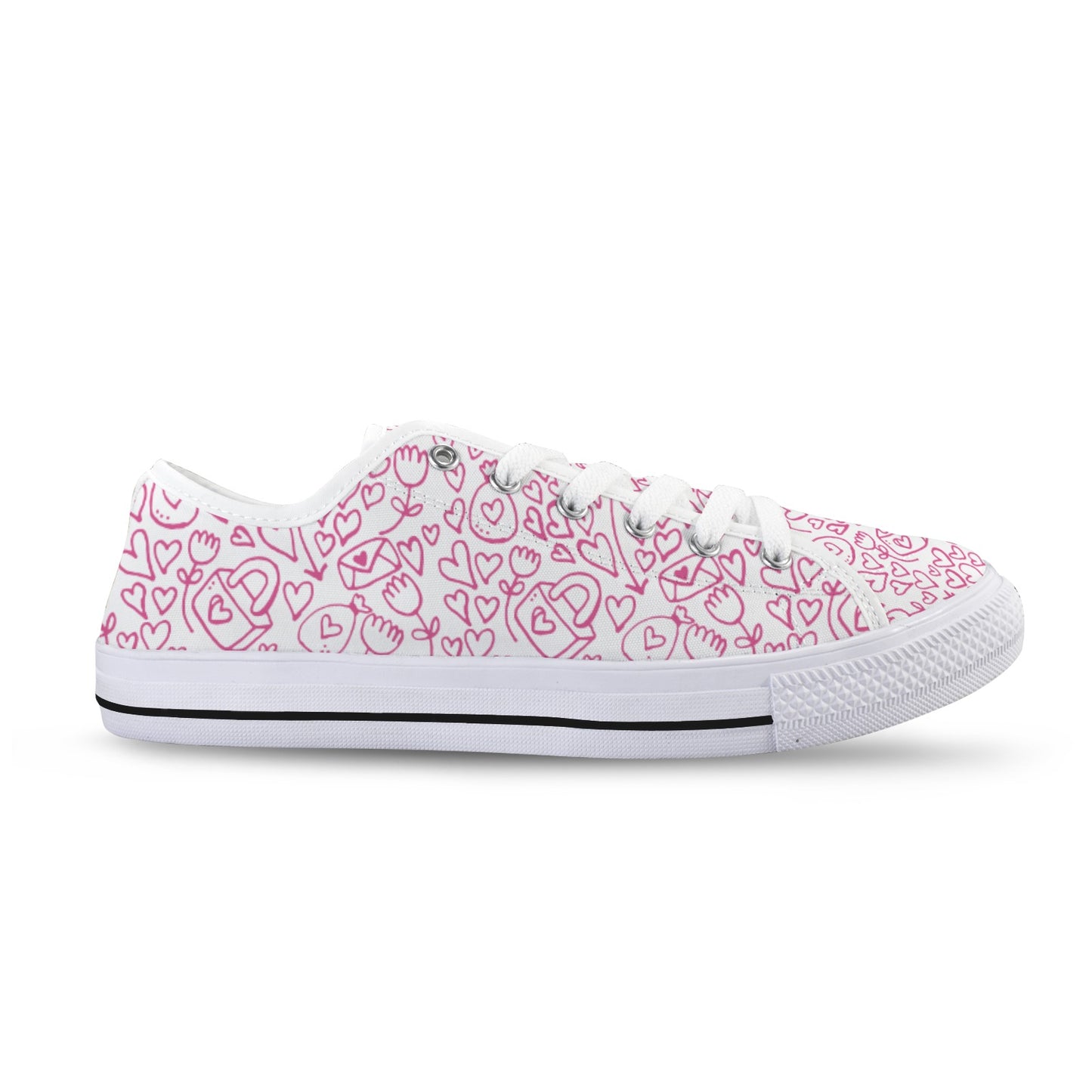 Line Art Hearts & Locks Sneakers