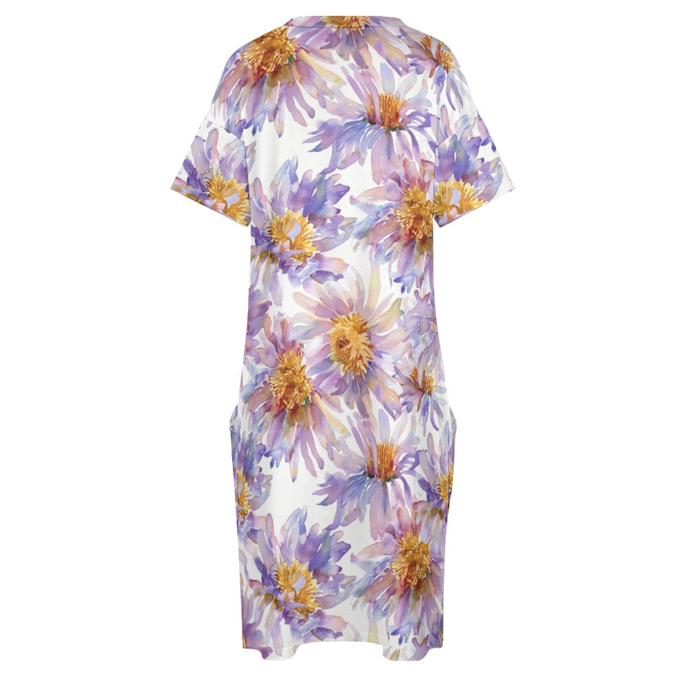 Aster, September, Aster Dress, September Birth Month, Small to Plus Size Dress, Birth Month Dress, Loose pocket dress
