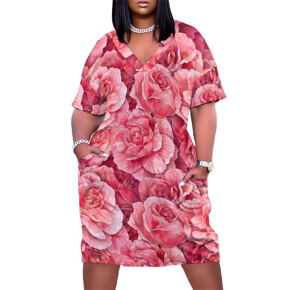 Rose, June, Rose Dress, June Birth Month, Small to Plus Size Dress, Birth Month Dress, Loose pocket dress
