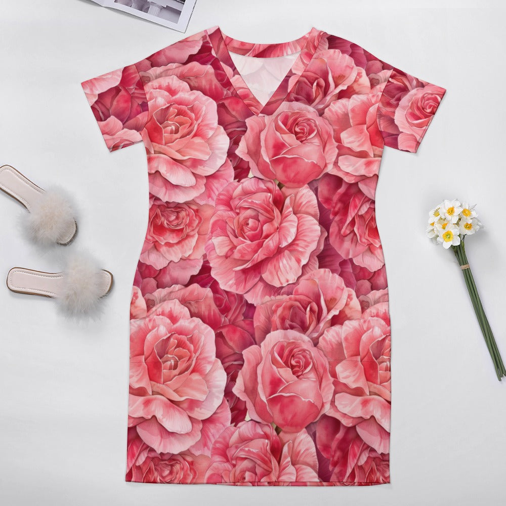 Rose, June, Rose Dress, June Birth Month, Small to Plus Size Dress, Birth Month Dress, Loose pocket dress