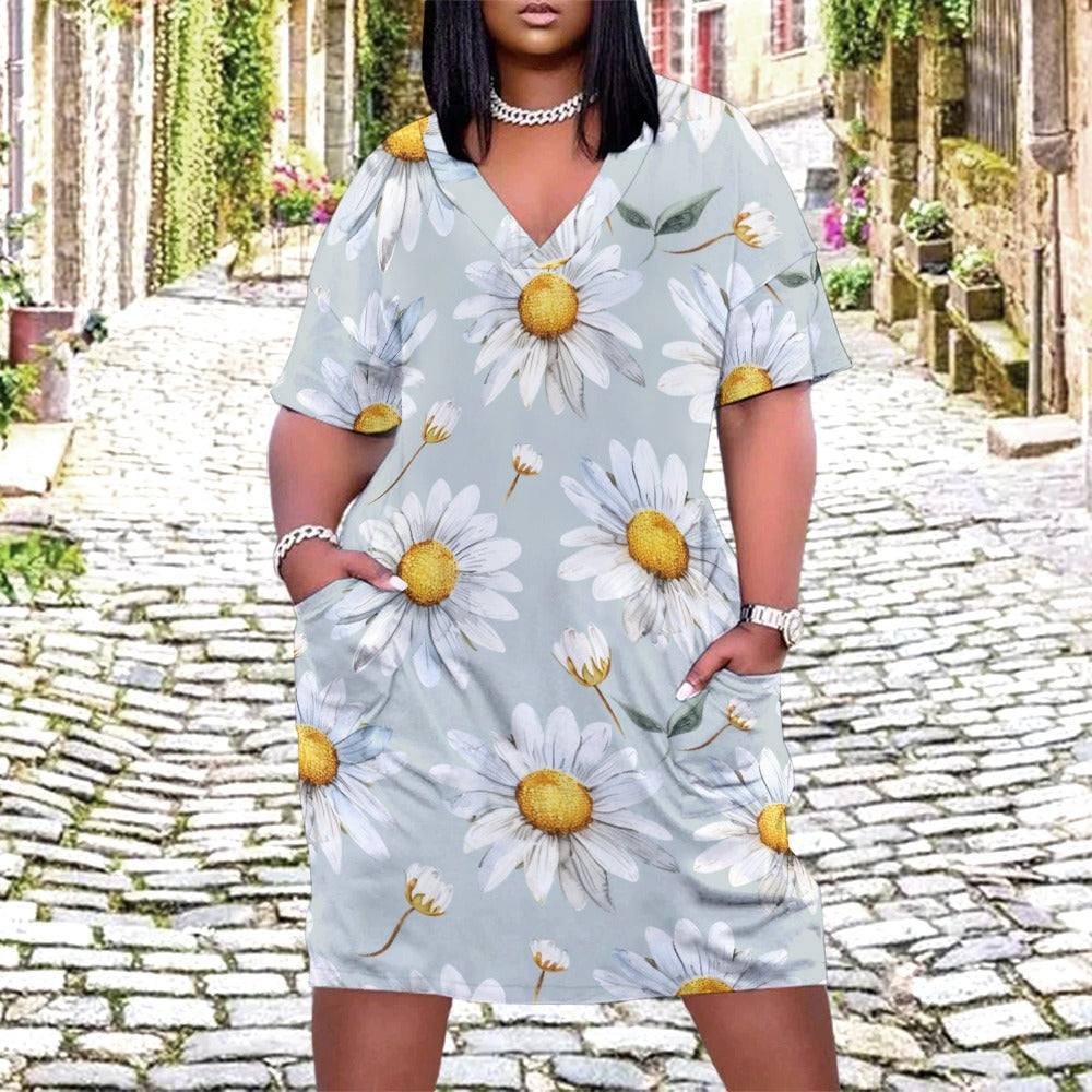 Daisy, April, Daisy Dress, April Birth Month, Small to Plus Size Dress, Birth Month Dress, Loose pocket dress