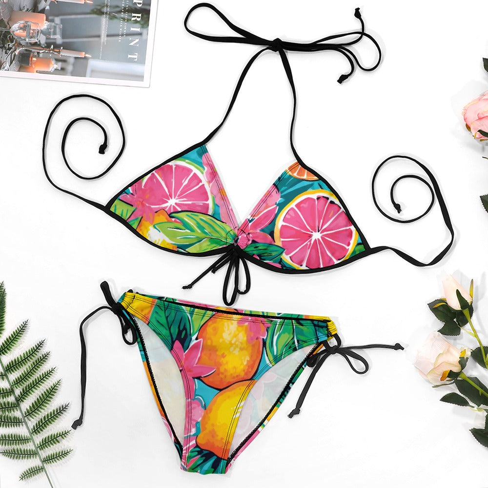 Tropical Fruit Swimsuit, 2 Piece Plus Size Swimsuit, Large Size Bikini Swimsuit, Plus Size Swimwear, Plus Size Swimmers