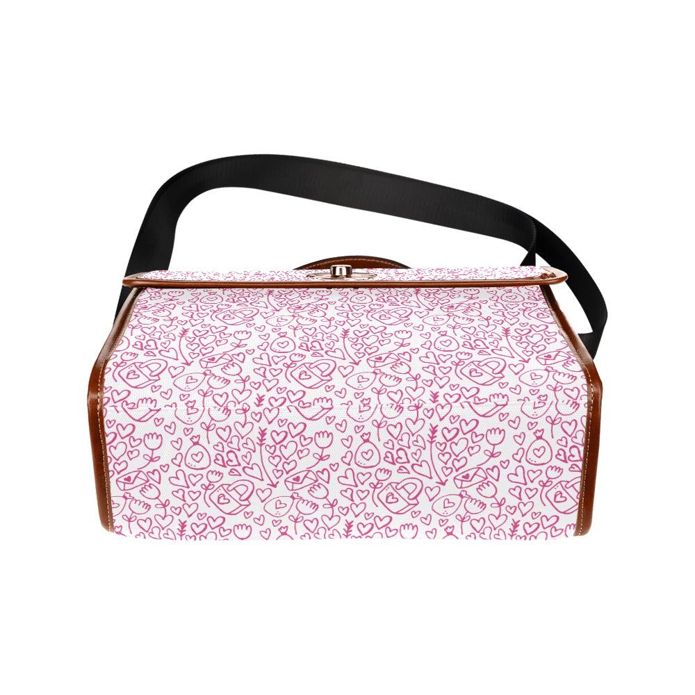 Line Art Hearts & Locks Handbag