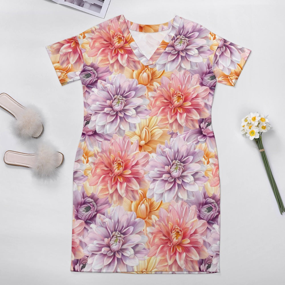 Chrysanthemum, November, Chrysanthemum Dress, November Birth Month, Small to Plus Size Dress, Birth Month Dress, Loose pocket dress